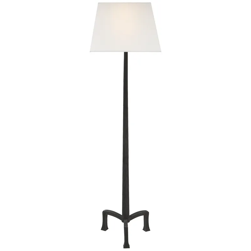 Chapman & Myers Strie Floor Lamp in Aged Iron with Linen Shade W19" x H63"