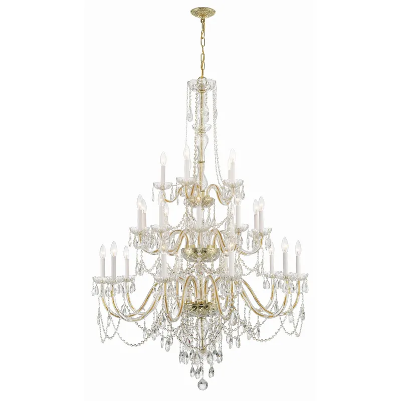 Traditional Crystal 45'' Hand Cut Crystal Polished Brass Chandelier Gold 45"W x 61"H x 45"D