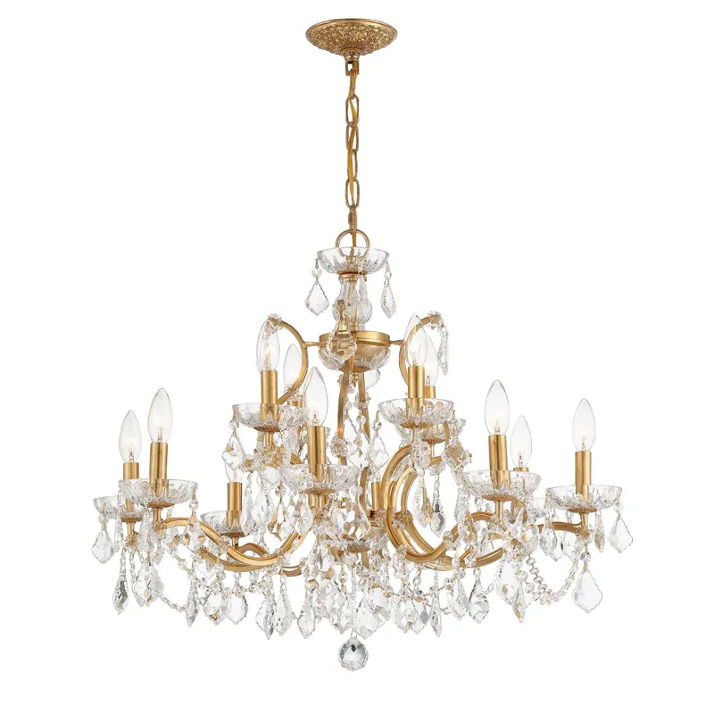 Filmore 29'' Hand Cut Crystal Antique Gold Chandelier Gold 29"W x 24"H x 29"D