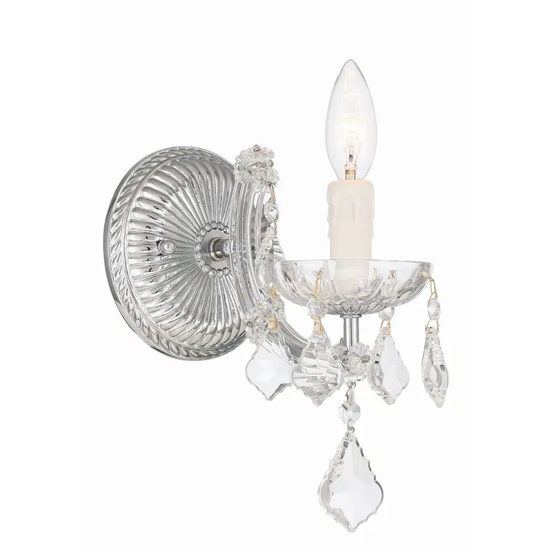 Maria Theresa 6'' Hand Cut Crystal Polished Chrome Sconce Silver 6"W x 9"H x 8"D