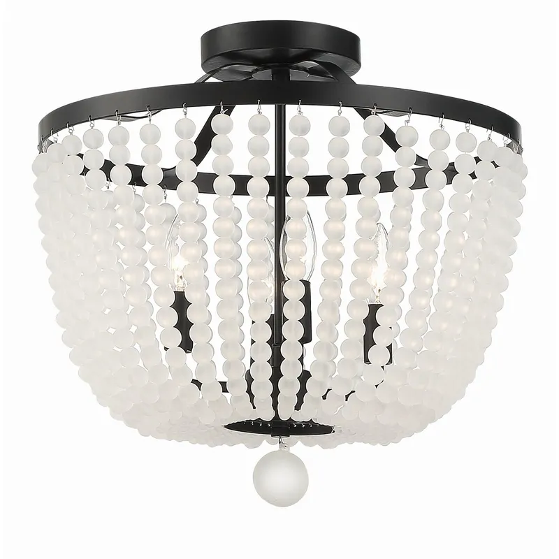 Rylee 16.5'' Matte Black Frosted Beads Semi Flush Mount Black 16.5"W x 16.5"H x 16.5"D