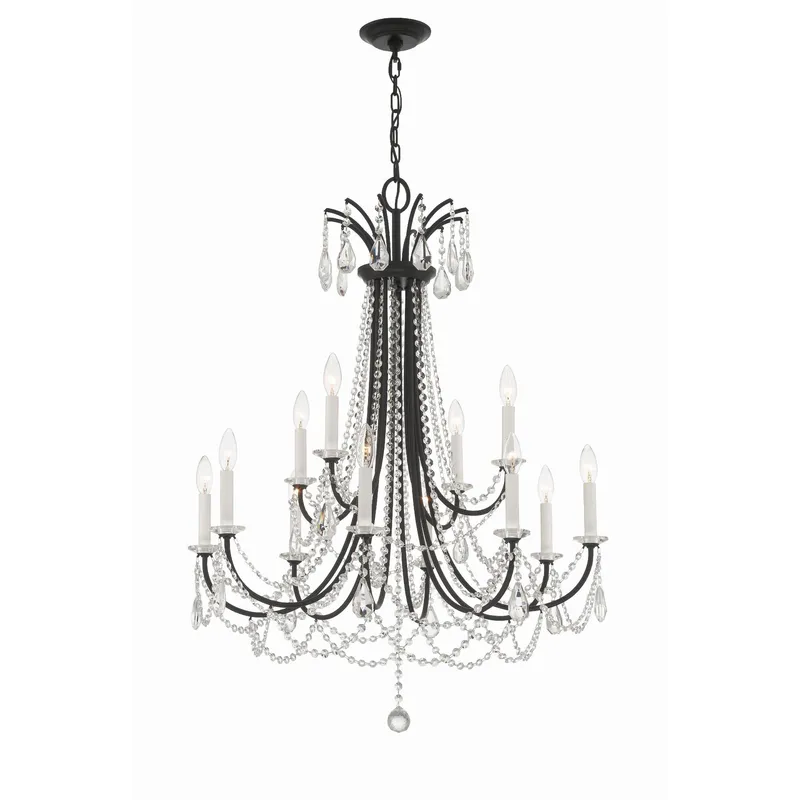 Karrington 30'' Matte Black Chandelier Black 30"W x 40"H x 30"D
