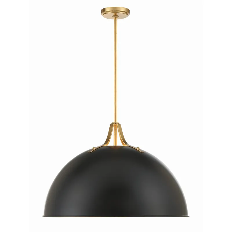Soto 23.5'' Matte Black + Antique Gold Pendant Black 23.5"W x 15.75"H x 23.5"D