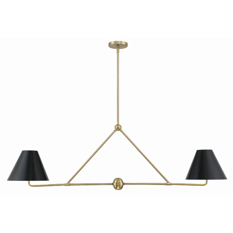 Xavier 54'' Vibrant Gold Linear Chandelier Black 54"W x 17"H x 10"D