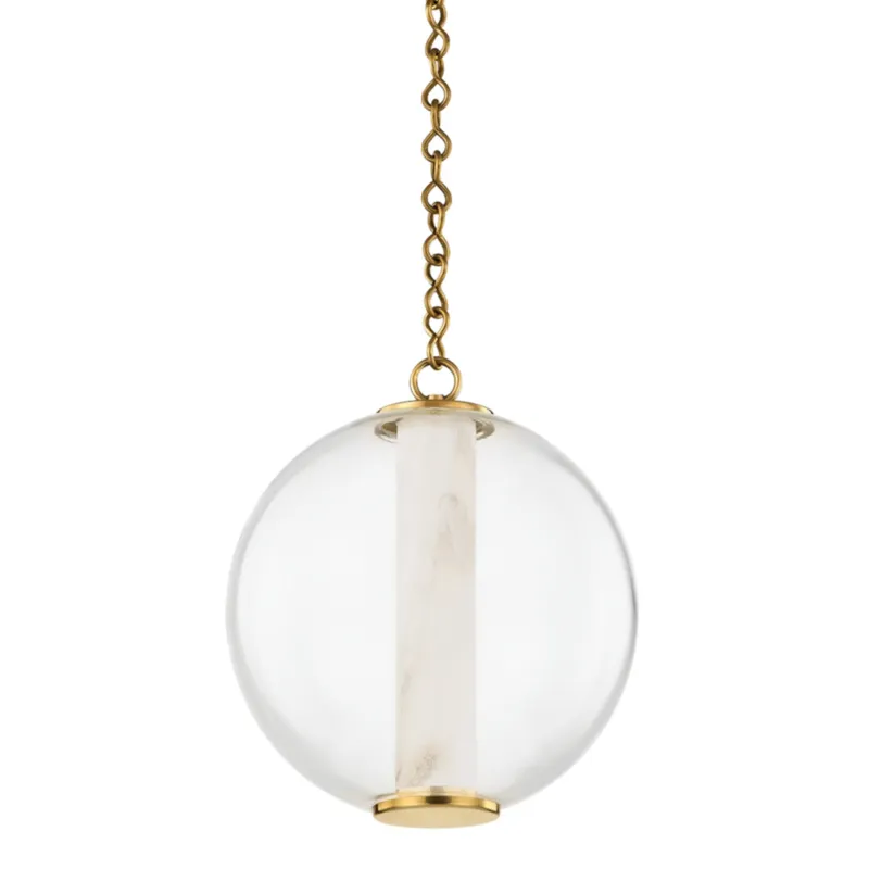Pietra 1-Light Pendant in Vintage Brass 12W x 13.75H