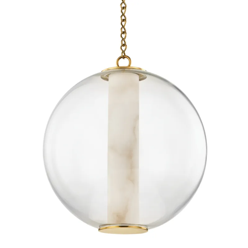 Pietra 1-Light Pendant in Vintage Brass 20W x 21.75H