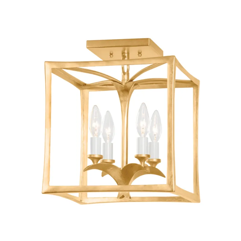 Bergamo 4-Light Flush Mount in Vintage Gold Leaf 12L x 12W x 14.5H