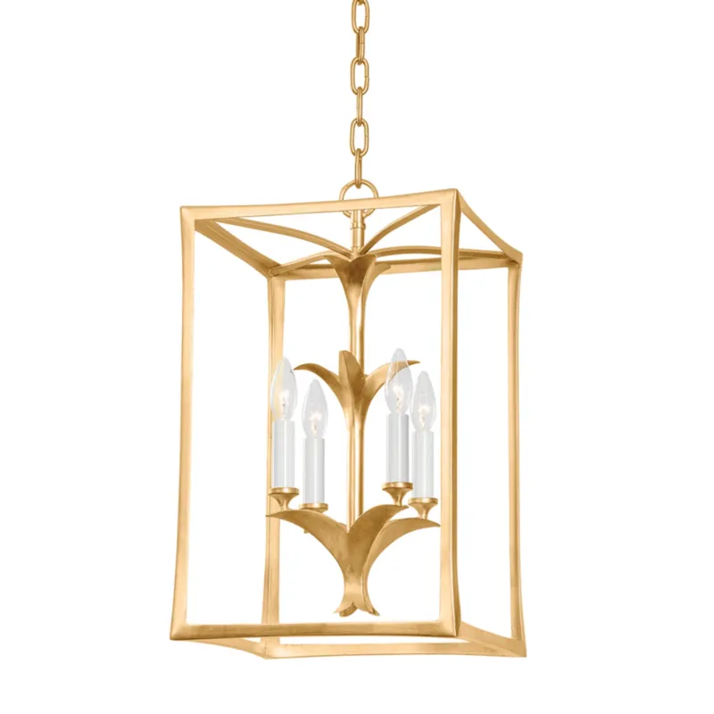 Bergamo 4-Light Lantern in Vintage Gold Leaf 13L x 13W x 21.75H