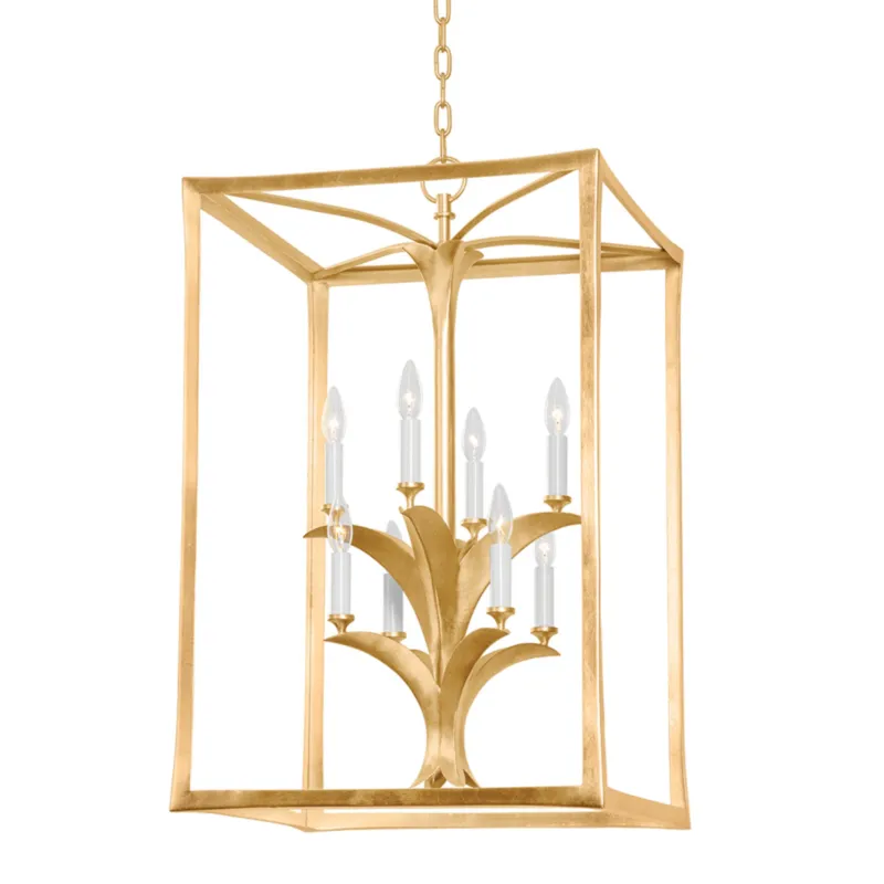 Bergamo 8-Light Lantern in Vintage Gold Leaf 21L x 21W x 34H