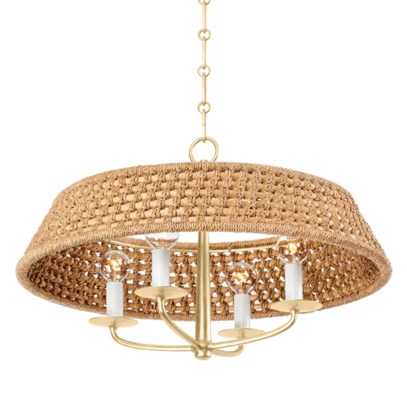 Bradley 4-Light Chandelier in Vintage Gold Leaf 22W x 14.75H