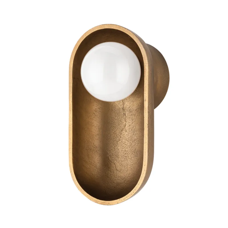 Nathan 1-Light Wall Sconce in Aged Brass 5.5W x 11H