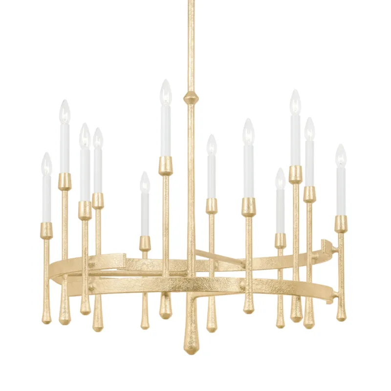 Hathaway 12-Light Chandelier in Vintage Gold Leaf 32.25W x 34.25H