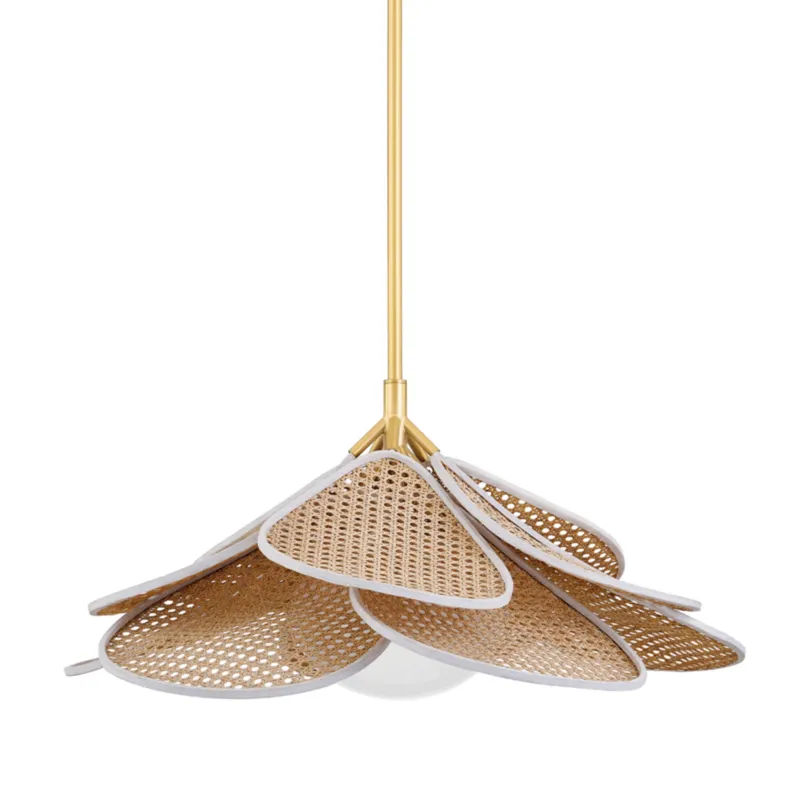 Florina 1-Light Pendant in Aged Brass 28W x 13.5H