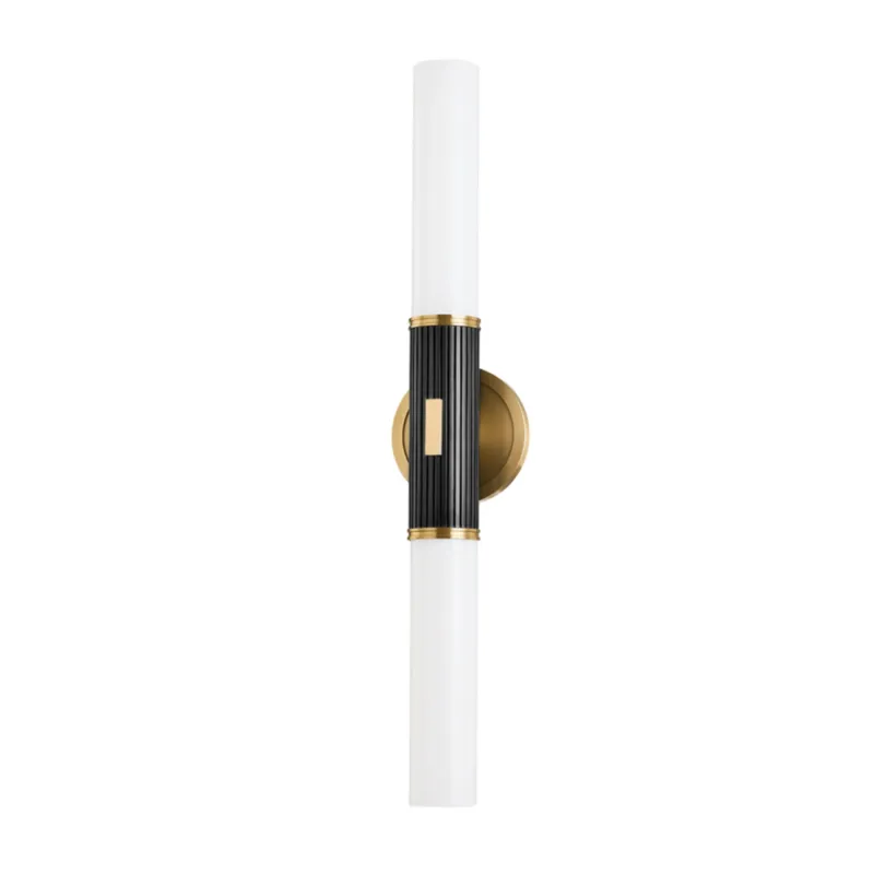 Crewe 2-Light Wall Sconce in Aged Brass/Distressed Bronze 5W x 26.25H
