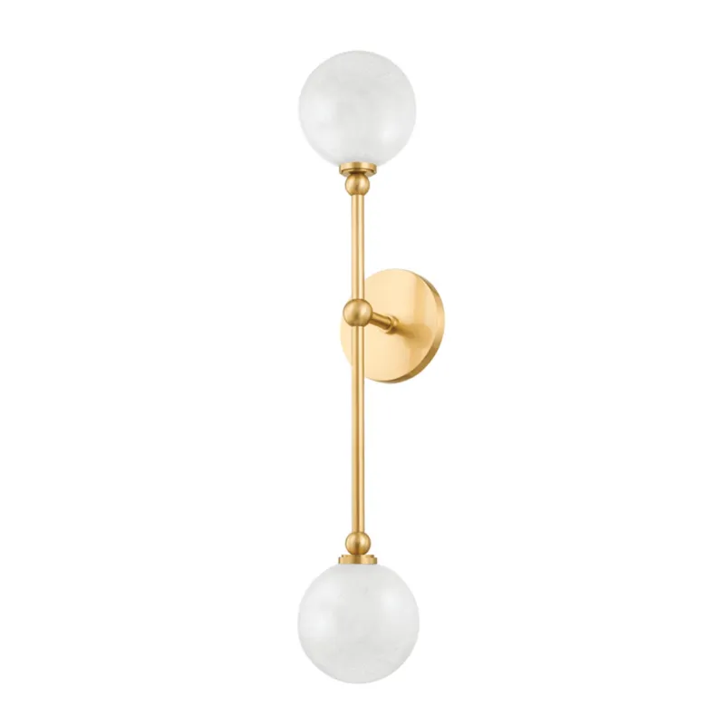 Andrews 2-Light Wall Sconce in Aged Brass 4.75W x 24H