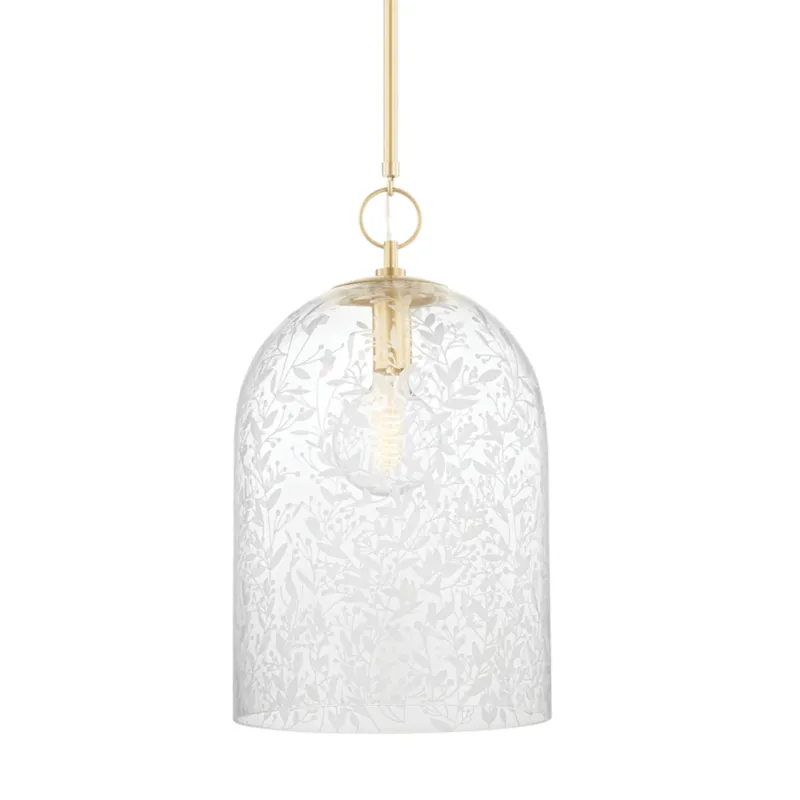 Belleville 1-Light Pendant in Aged Brass 14W x 25.5H