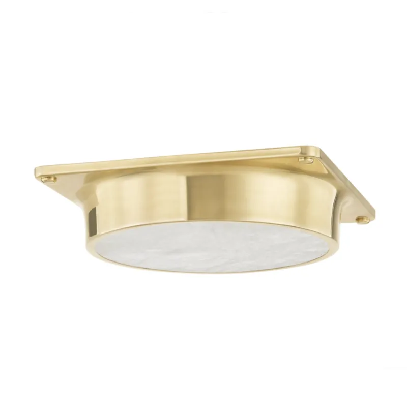 Greenwich 1-Light Flush Mount in Aged Brass 11.75L x 11.75W x 2.5H