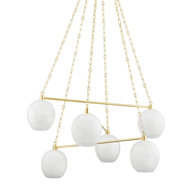 Asbury Park 6-Light Chandelier in Aged Brass 38W x 20.25H