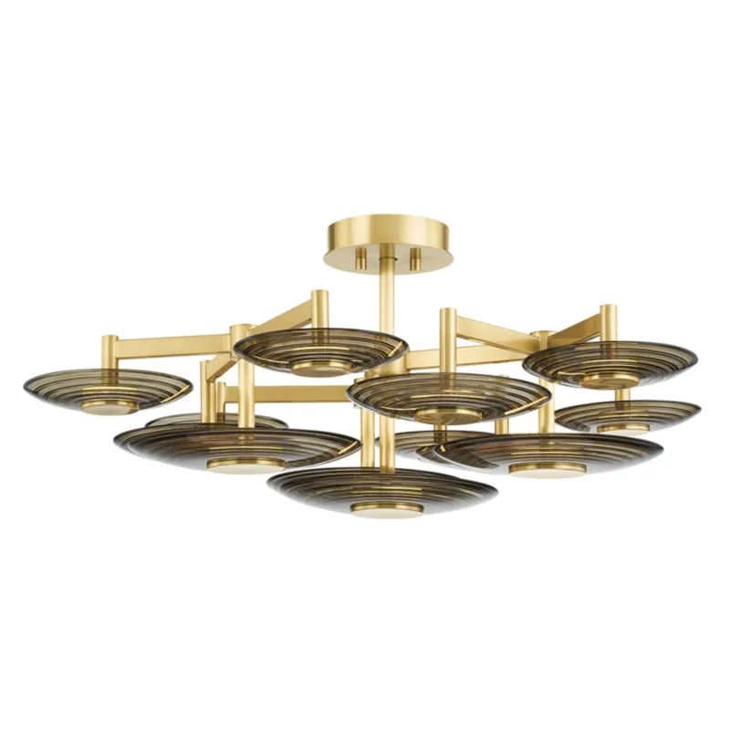 Griston 9-Light Semi Flush in Aged Brass by Pembrooke & Ives 44W x 18.25H