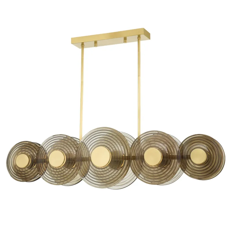 Griston 10-Light Linear in Aged Brass by Pembrooke & Ives 53L x 10.75W x 14H