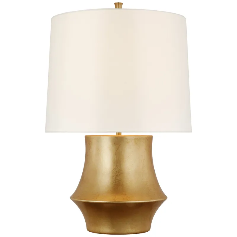 AERIN Lakmos Small Table Lamp in Gild with Linen Shade W13" x H19.5"