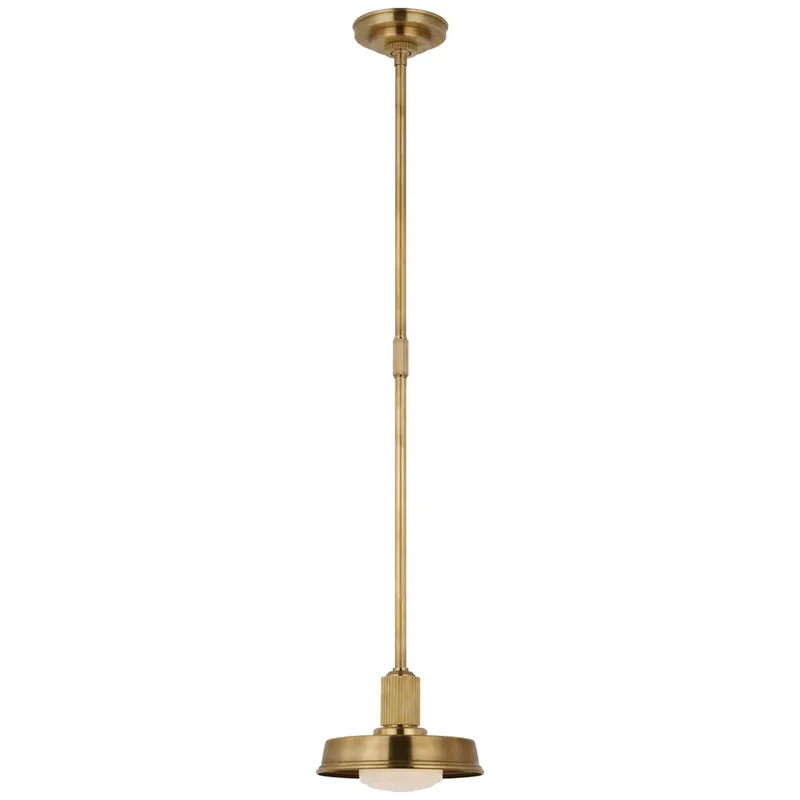 Chapman & Myers Ruhlmann Small 9" Pendant in Antique-Burnished Brass with White Glass Ceiling Light W9"