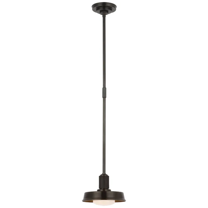 Chapman & Myers Ruhlmann Small 9" Pendant in Bronze with White Glass Ceiling Light W9"