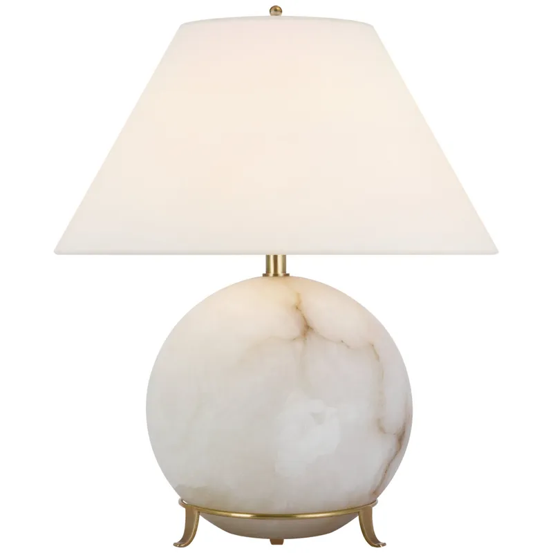 Marie Flanigan Price Small Table Lamp in Alabaster with Linen Shade W16" x H19.25"