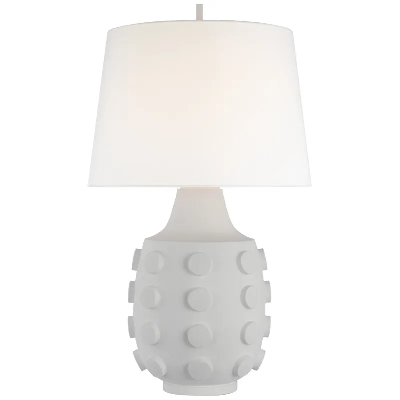 Thomas O'Brien Orly Large Table Lamp in Plaster White with Linen Shade W18" x H31.5"