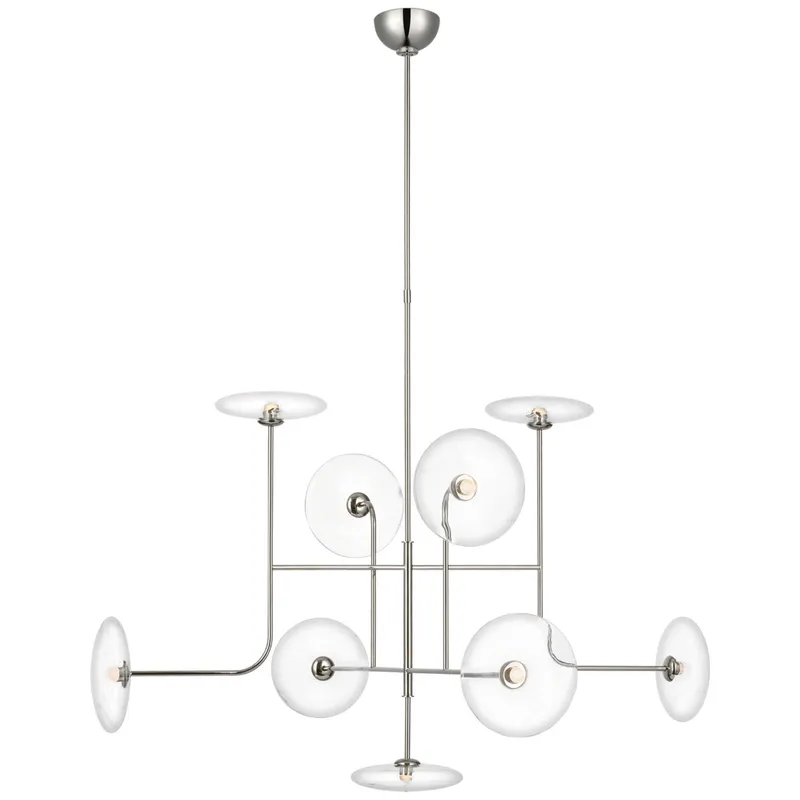 Ian K. Fowler Calvino X-Large Arched Chandelier in Polished Nickel with Clear Glass Ceiling Light W42"