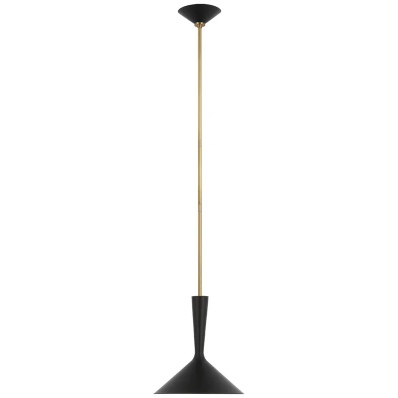 AERIN Rosetta Medium Pendant in Matte Black and Hand-Rubbed Antique Brass Ceiling Light W12"