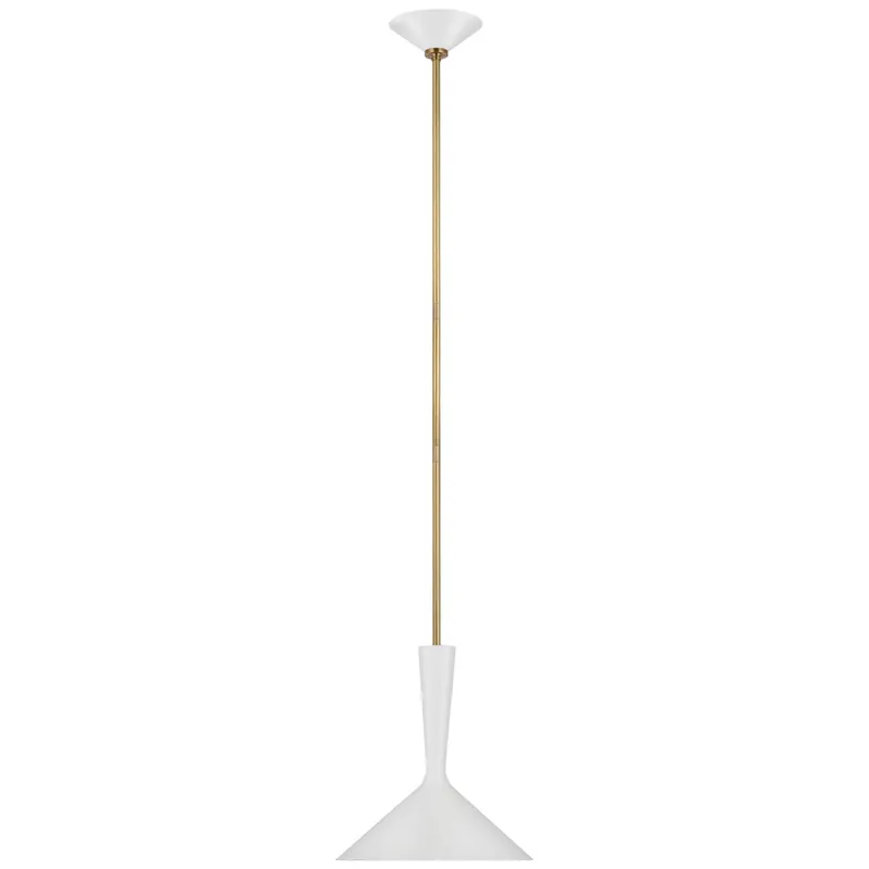AERIN Rosetta Medium Pendant in Matte White and Hand-Rubbed Antique Brass Ceiling Light W12"