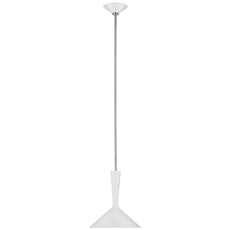 AERIN Rosetta Medium Pendant in Matte White and Polished Nickel Ceiling Light W12"