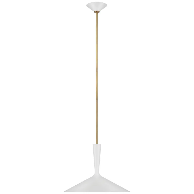 AERIN Rosetta Large Pendant in Matte White and Hand-Rubbed Antique Brass Ceiling Light W18"