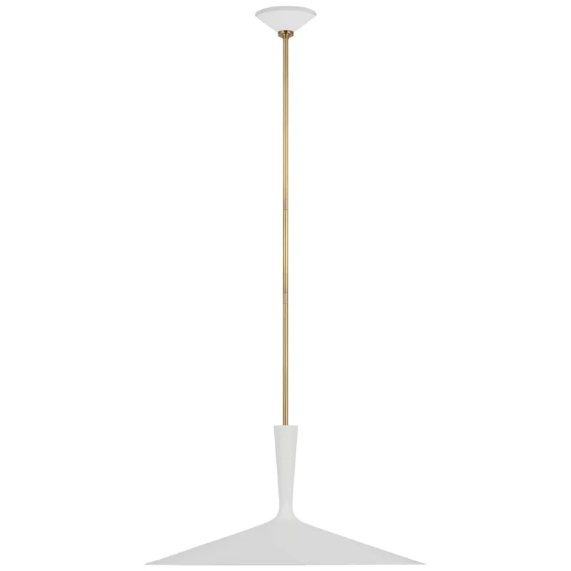 AERIN Rosetta XL Pendant in Matte White and Hand-Rubbed Antique Brass Ceiling Light W26"