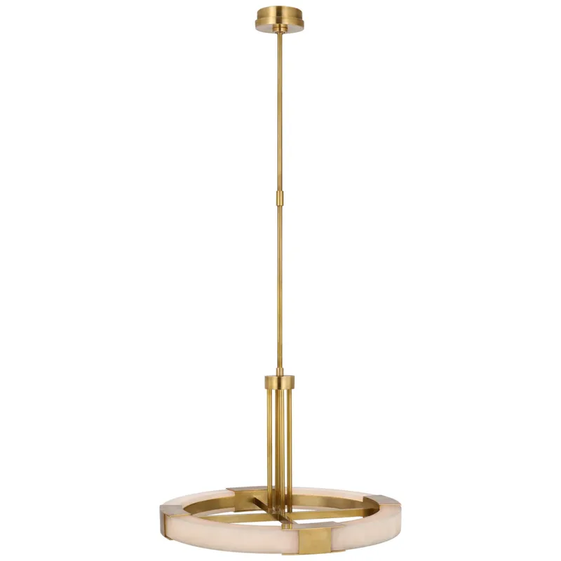 Kelly Wearstler Covet Medium Ring Chandelier in Antique-Burnished Brass and Alabaster Ceiling Light W24"