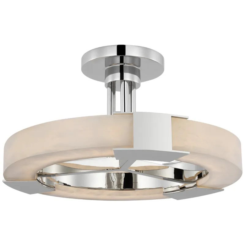 Kelly Wearstler Covet Medium Ring Semi-Flush Mount in Polished Nickel and Alabaster Ceiling Light W13.75" x H7.5"