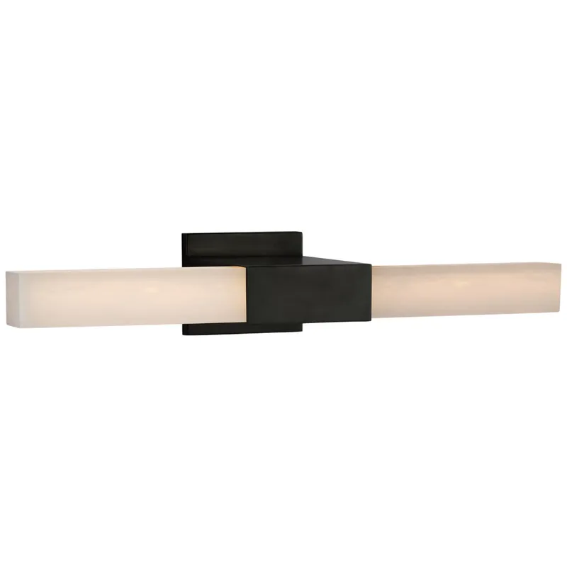 Kelly Wearstler Covet 24" Over The Mirror Bath Light in Bronze with Alabaster Wall Light W24" x H4.5"