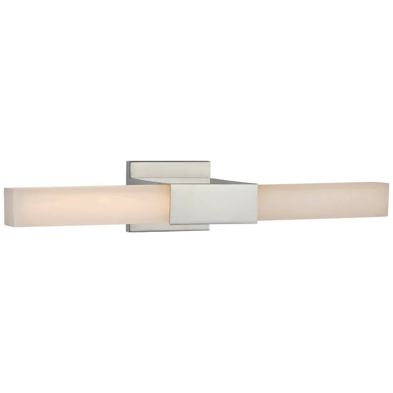 Kelly Wearstler Covet 24" Over The Mirror Bath Light in Polished Nickel with Alabaster Wall Light W24" x H4.5"