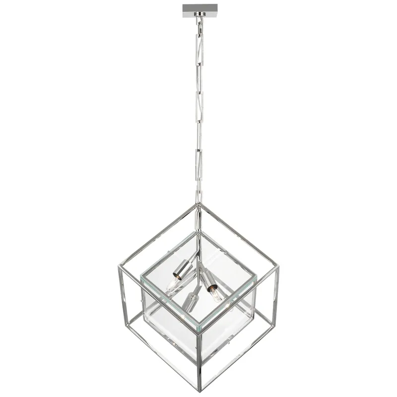 Kelly Wearstler Cubed Large Pendant in Polished Nickel with Clear Glass Ceiling Light W20" x H26"