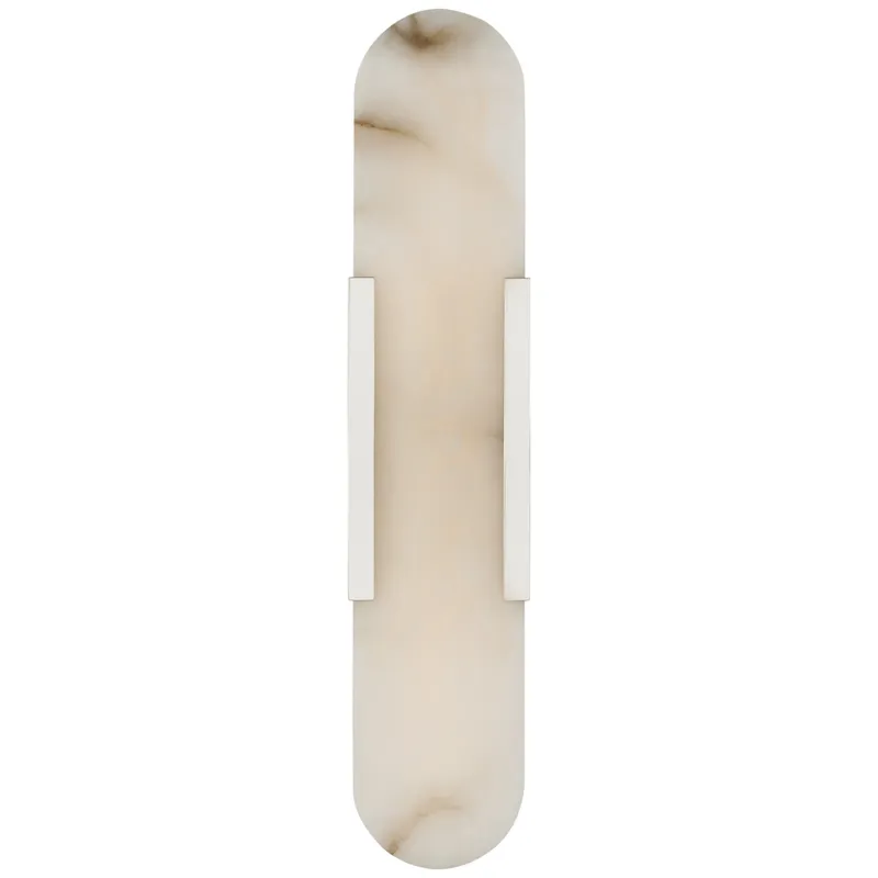 Kelly Wearstler Melange 20" Elongated Sconce in Polished Nickel with Alabaster Wall Light W4.25" x H20"