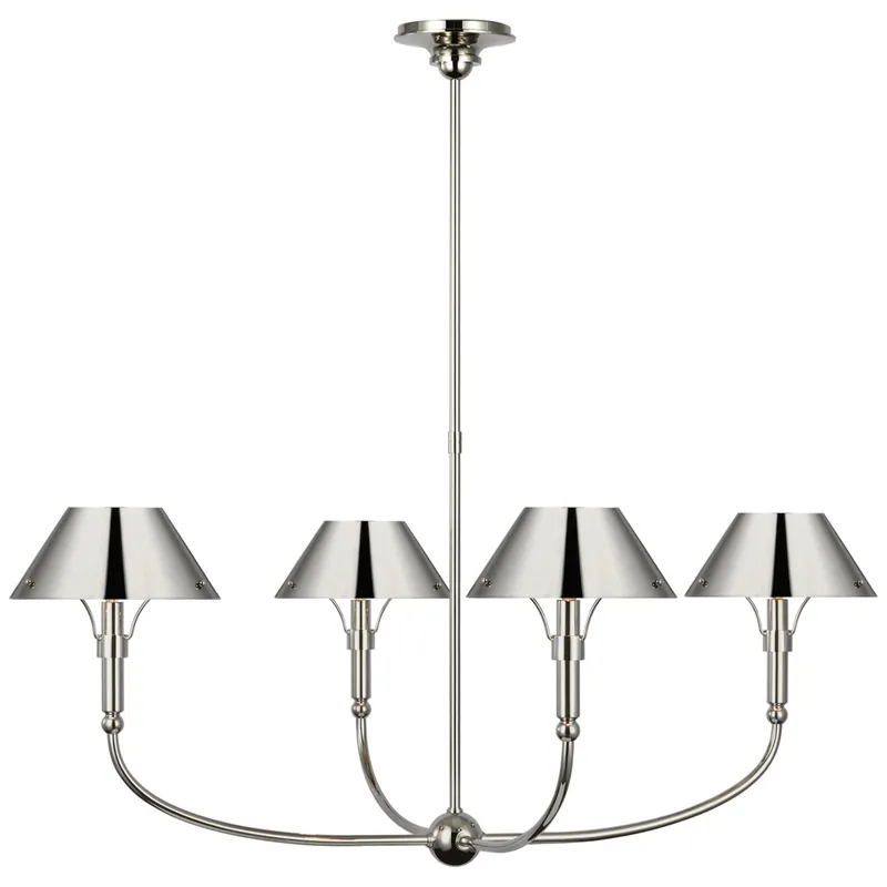 Thomas O'Brien Turlington Arched Chandelier in Polished Nickel with Polished Nickel Shade Ceiling Light W40"