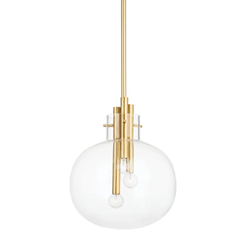 Hempstead 3-Light Pendant in Aged Brass 13.75W x 16.75H