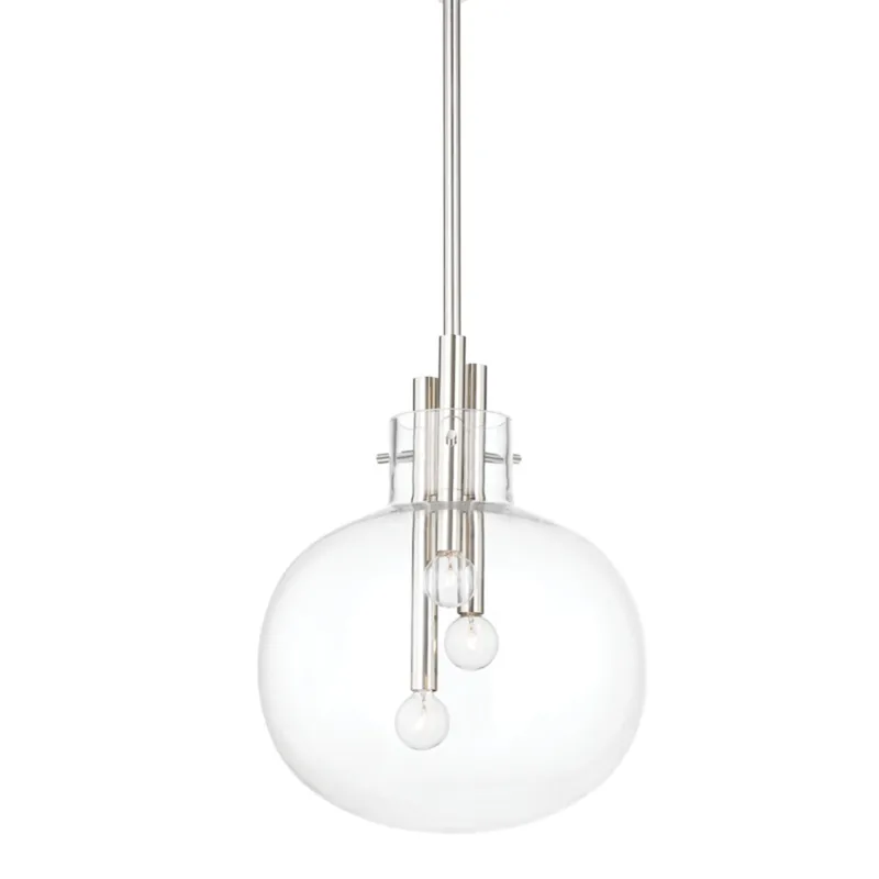 Hempstead 3-Light Pendant in Polished Nickel 13.75W x 16.75H