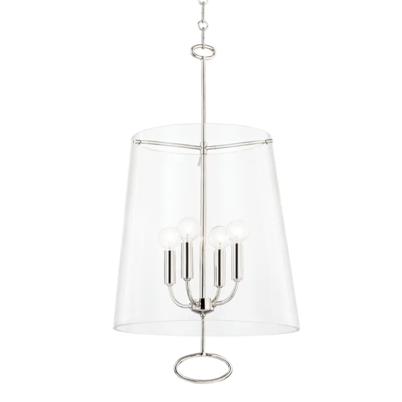James 4-Light Pendant in Polished Nickel 15W x 27.75H