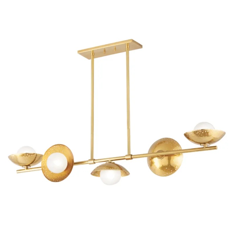 Glimmer 5-Light Linear in Aged Brass 50L x 8W x 10H
