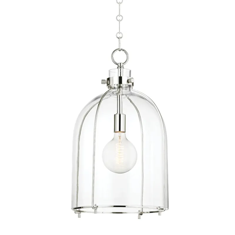Eldridge 1-Light Pendant in Polished Nickel 15.5W x 23.5H