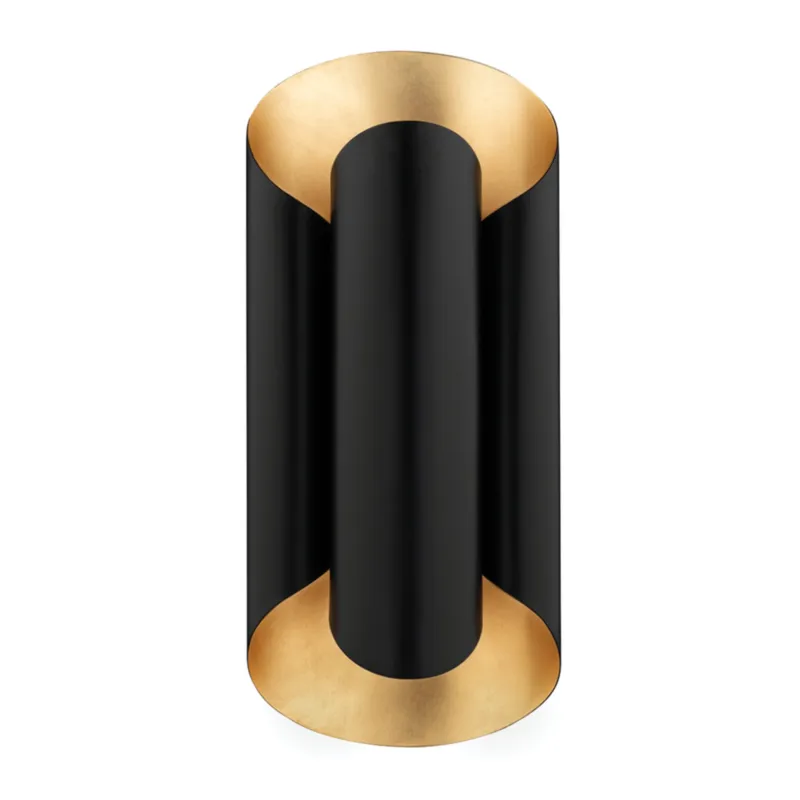 Banks 2-Light Wall Sconce in Gold Leaf 7.5W x 16.75H (Black)