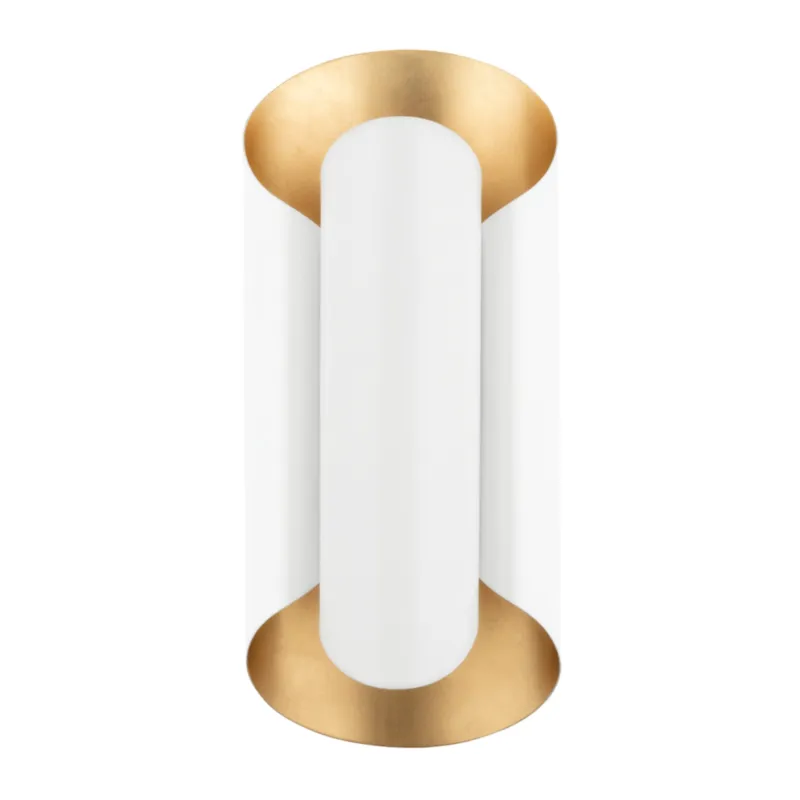 Banks 2-Light Wall Sconce in Gold Leaf 7.5W x 16.75H (White)