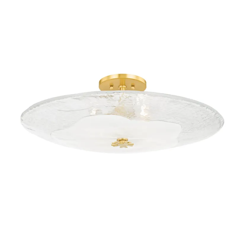 Lago 4-Light Semi Flush in Aged Brass by Kelly Behun 24W x 7.75H